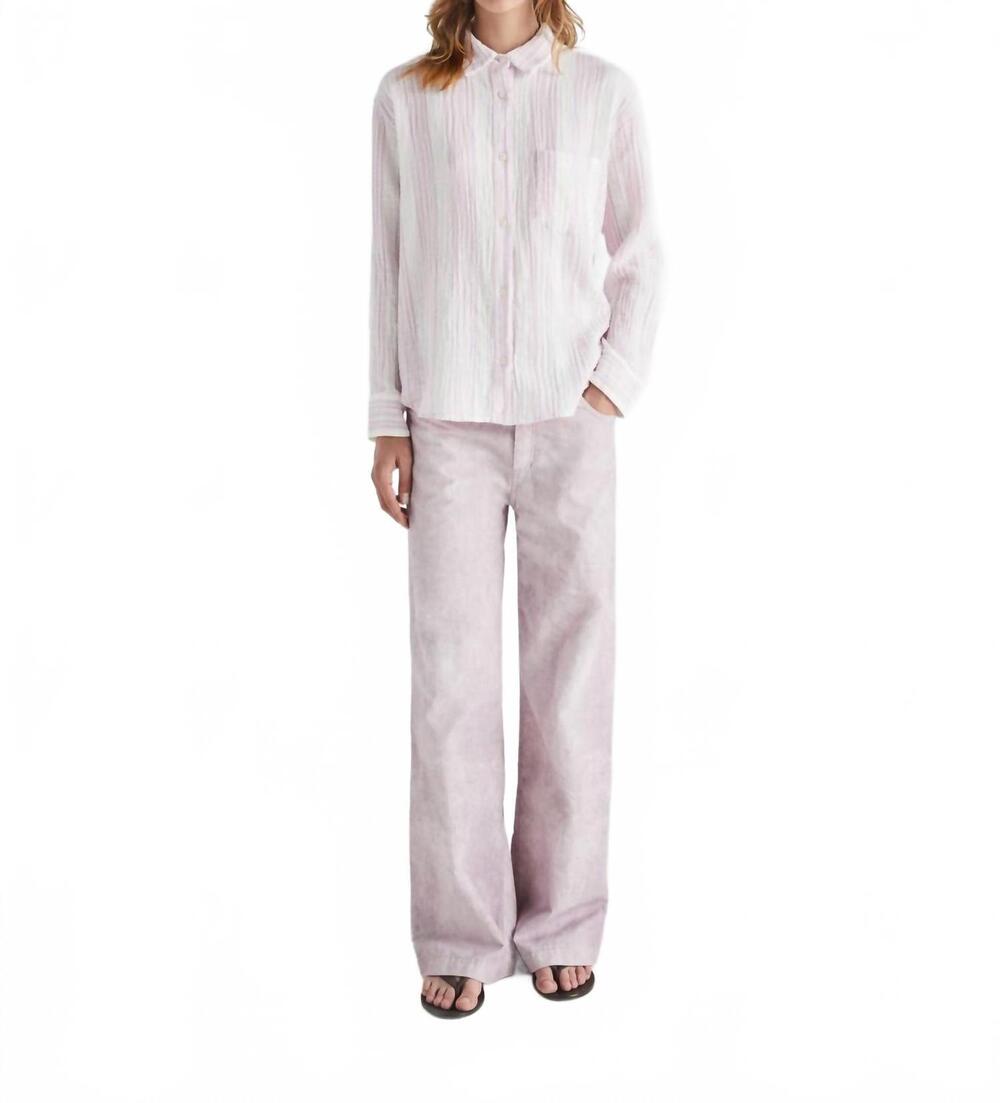 NEW MASSCOB tonal striped cotton gauze top in lavender